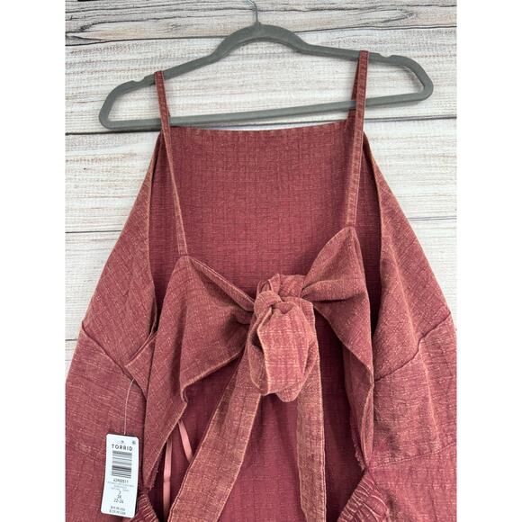 Torrid Festi Open Tie Back Maxi Dress Womens 3X Red Burgundy NEW - Picture 13 of 13